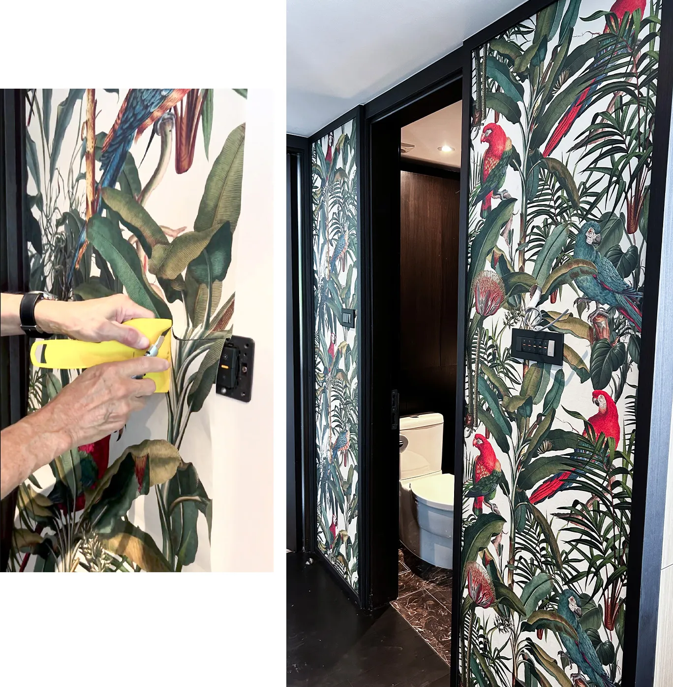 Tropical Wallpaper in Powder Rooms